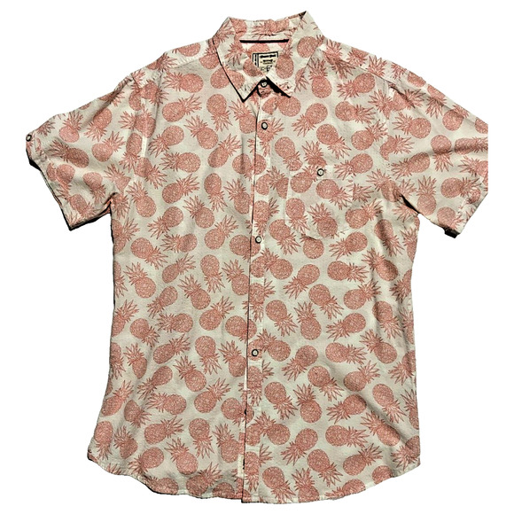 Alexander Julian Colors Button Up Pineapple Print Polo Shirt Size Large - Picture 1 of 9